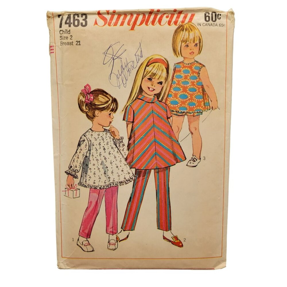 Simplicity 1967 Childs Pants and Overblouse #7463 Size 2